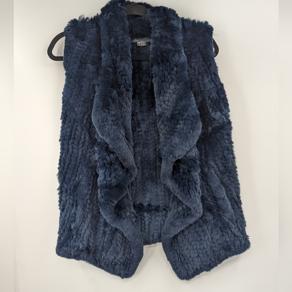 VINCE. Rabbit Fur Open Front Vest